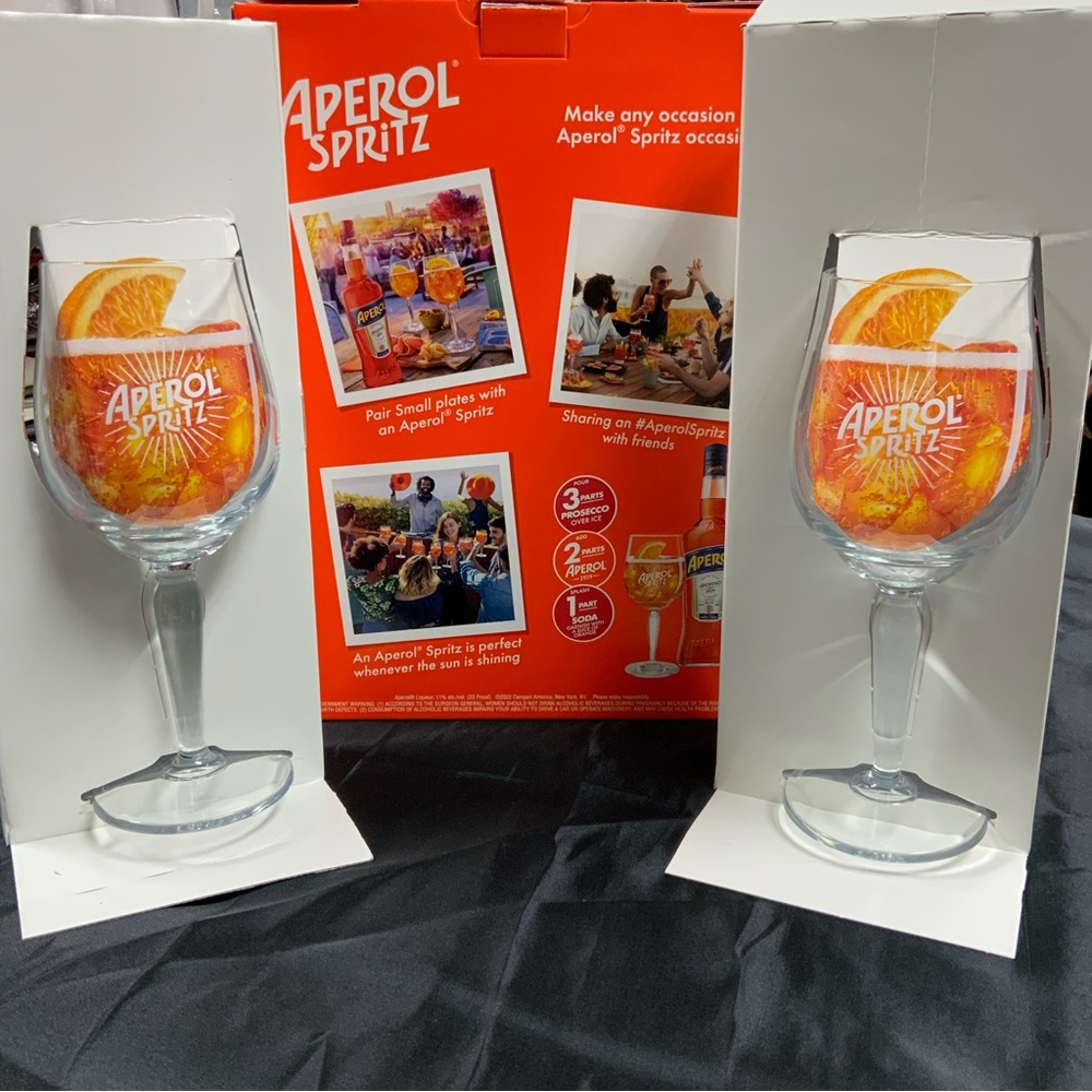 New Aperol Spritz Cocktail Glasses Set Of 2 - Picture 7 of 13